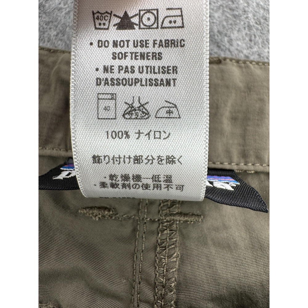 Patagonia Shorts Mens Large Olive Nylon Hiking Quick Dry Zip Pocket Belt Loops - Picture 3 of 11